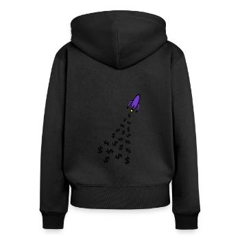 Dollar Raketen - Frauen Premium Bio Zip Hoodie - Schwarz - Hinten - Julia (174cm)
