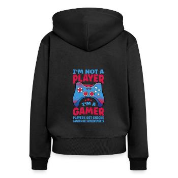 Joueur Je ne suis pas un joueur Je suis un joueur Zocken Gaming - Sweat à capuche zippé Premium bio Femme - noir - Dos - Julia (174cm)