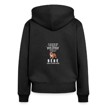 je ne suis pas un bouledogue - Sweat à capuche zippé Premium bio Femme - noir - Dos - Julia (174cm)