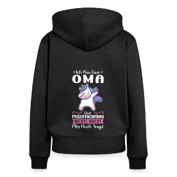 Krankenhaus Pflegefachfrau Pflegerin Geschenk - Frauen Premium Bio Zip Hoodie - Schwarz - Hinten - Julia (174cm)