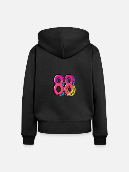 88 Zahl Comic - Frauen Premium Bio Zip Hoodie - Schwarz