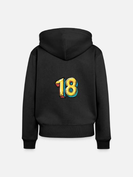 18 Zahl Comic - Frauen Premium Bio Zip Hoodie - Schwarz