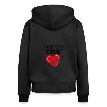 Liebe Forever I Love You Herz Hearts Wahre Liebe - Frauen Premium Bio Zip Hoodie - Schwarz - Hinten - Julia (174cm)