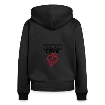 Liebe Forever I Love You Herz Hearts Wahre Liebe - Frauen Premium Bio Zip Hoodie - Schwarz - Hinten - Julia (174cm)