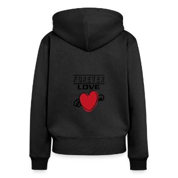 Liebe Forever I Love You Herz Hearts Wahre Liebe - Frauen Premium Bio Zip Hoodie - Schwarz - Hinten - Julia (174cm)