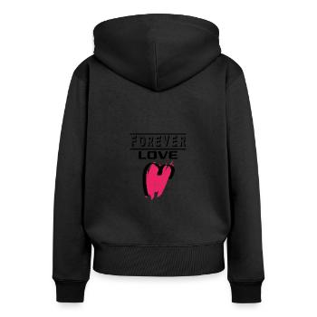 Liebe Forever I Love You Herz Hearts Wahre Liebe - Frauen Premium Bio Zip Hoodie - Schwarz - Hinten - Julia (174cm)