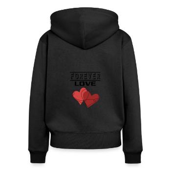 Liebe Forever I Love You Herz Hearts Wahre Liebe - Frauen Premium Bio Zip Hoodie - Schwarz - Hinten - Julia (174cm)