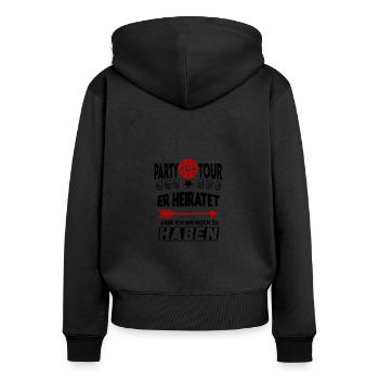 Jga Er heiratet Aber ich bin noch zu haben Frei - Frauen Premium Bio Zip Hoodie - Schwarz - Hinten - Julia (174cm)
