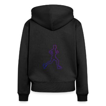 Cross Country Running Running Damen Joggen - Frauen Premium Bio Zip Hoodie - Schwarz - Hinten - Julia (174cm)