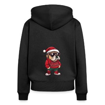 Bulldog Dog Christmas X-Mas - Women's Premium Organic Zip Hoodie - black - Back - Julia (174cm)