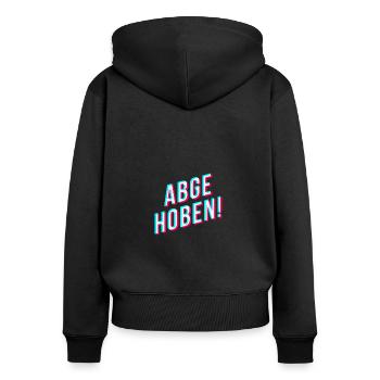 ABGEHOBEN! - lustiger spruch streamer und gamer - Frauen Premium Bio Zip Hoodie - Schwarz - Hinten - Julia (174cm)