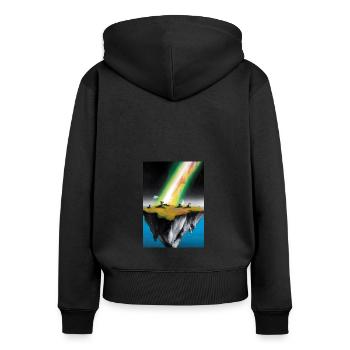 Flying Island Outer Space - Frauen Premium Bio Zip Hoodie - Schwarz - Hinten - Julia (174cm)