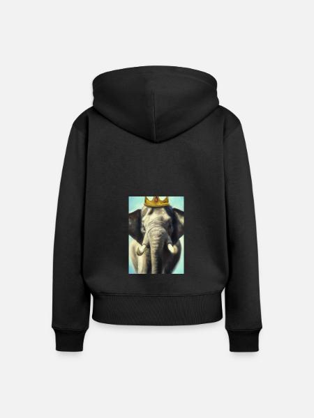 Elefant mit Krone - Frauen Premium Bio Zip Hoodie - Schwarz