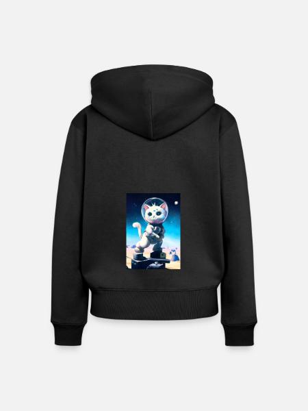 Astronautenkatze - Frauen Premium Bio Zip Hoodie - Schwarz
