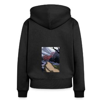Pfad zu einem Berg - Frauen Premium Bio Zip Hoodie - Schwarz - Hinten - Julia (174cm)