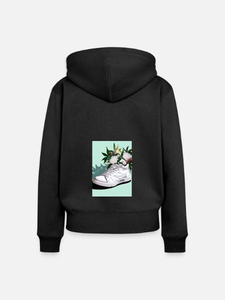Sneaker mit Blumen - Frauen Premium Bio Zip Hoodie - Schwarz