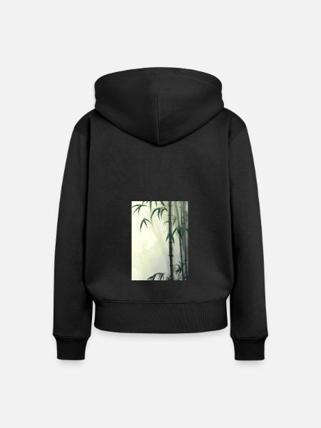 Bambus - Frauen Premium Bio Zip Hoodie - Schwarz