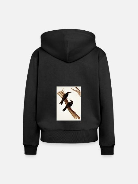 Vögel auf einem Zweig - Frauen Premium Bio Zip Hoodie - Schwarz