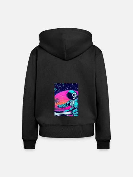 Astronaut DJ im Weltraum - Frauen Premium Bio Zip Hoodie - Schwarz