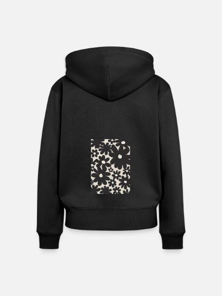 Schwarze Blumen-Muster - Frauen Premium Bio Zip Hoodie - Schwarz