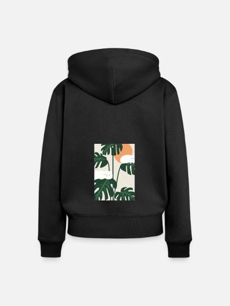 Katzen auf Leafs - Frauen Premium Bio Zip Hoodie - Schwarz