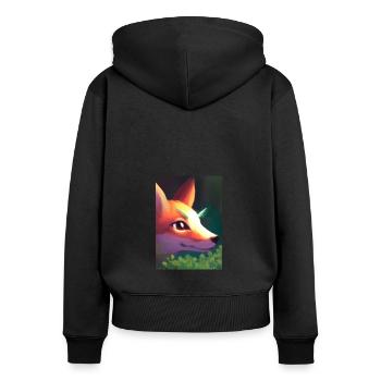 Niedliche Fuchs-Malerei - Frauen Premium Bio Zip Hoodie - Schwarz - Hinten - Julia (174cm)