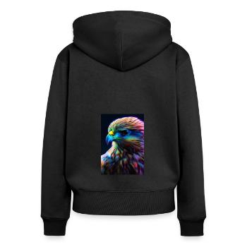 Buntes Vogelgesicht - Frauen Premium Bio Zip Hoodie - Schwarz - Hinten - Julia (174cm)