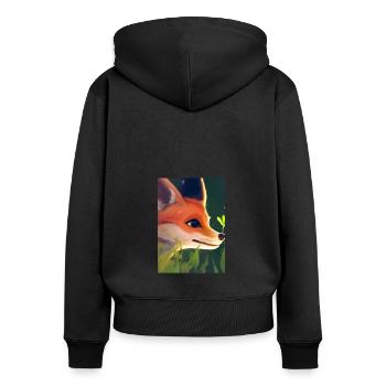 Niedliche Fuchs-Malerei - Frauen Premium Bio Zip Hoodie - Schwarz - Hinten - Julia (174cm)