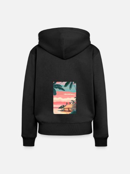 Hawaii Malerei - Frauen Premium Bio Zip Hoodie - Schwarz