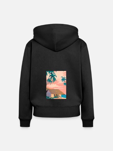 Hawaii Malerei - Frauen Premium Bio Zip Hoodie - Schwarz