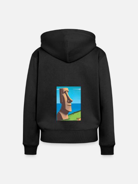 Monumentale Moai-Statuen - Frauen Premium Bio Zip Hoodie - Schwarz