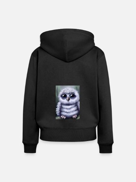 Baby-Kauz - Frauen Premium Bio Zip Hoodie - Schwarz