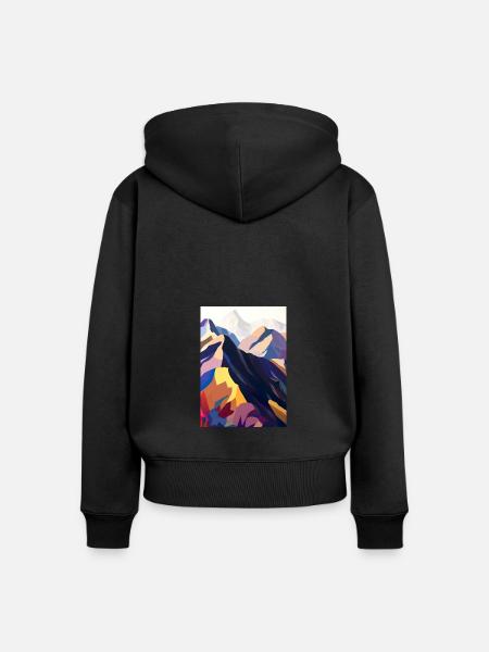 Bunte Berge - Frauen Premium Bio Zip Hoodie - Schwarz