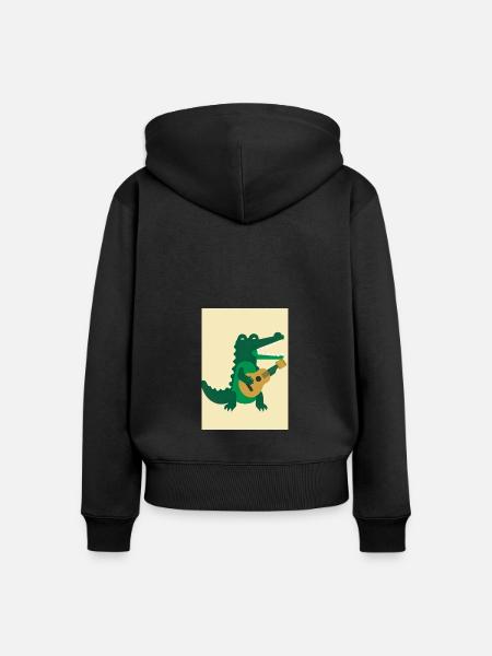 Krokodil spielt Gitarre - Frauen Premium Bio Zip Hoodie - Schwarz