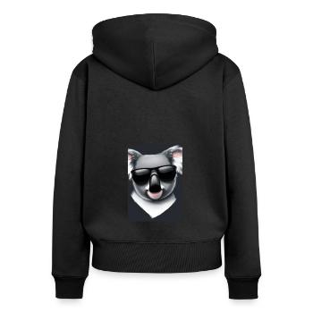 Koala mit Sonnenbrille - Frauen Premium Bio Zip Hoodie - Schwarz - Hinten - Julia (174cm)