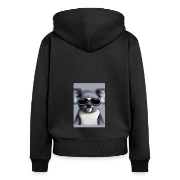 Koala mit Sonnenbrille - Frauen Premium Bio Zip Hoodie - Schwarz - Hinten - Julia (174cm)