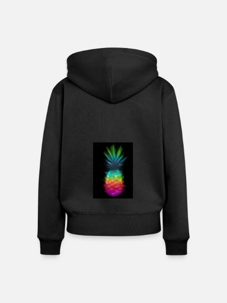 Regenbogen Ananas - Frauen Premium Bio Zip Hoodie - Schwarz
