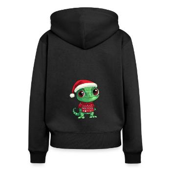 Bande dessinée de Noël caméléon - Sweat à capuche zippé Premium bio Femme - noir - Dos - Julia (174cm)