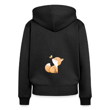 Little Fox - Women's Premium Organic Zip Hoodie - black - Back - Julia (174cm)