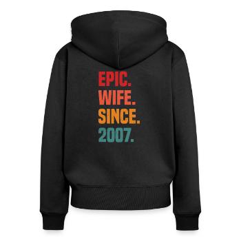 Retro Married 15Th Anniversary Wedding Anniversary - Women's Premium Organic Zip Hoodie - black - Back - Julia (174cm)