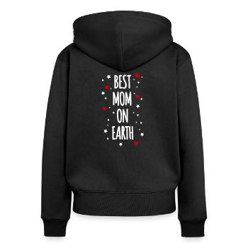 Meilleure maman sur Terre - Sweat à capuche zippé Premium bio Femme - noir - Dos - Julia (174cm)