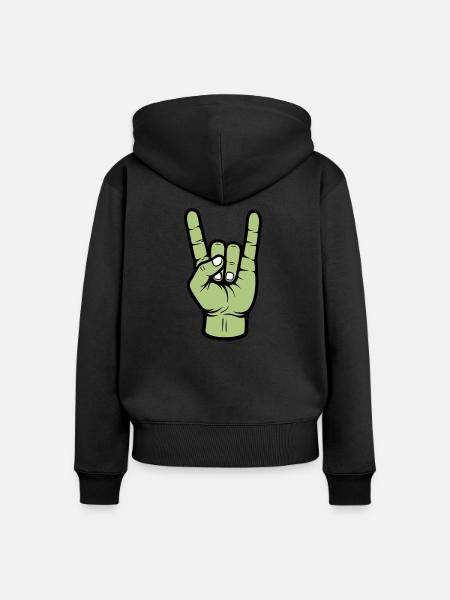 Party Hand Rock Zeichen - Frauen Premium Bio Zip Hoodie - Schwarz