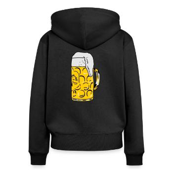 Bière - Sweat à capuche zippé Premium bio Femme - noir - Dos - Julia (174cm)