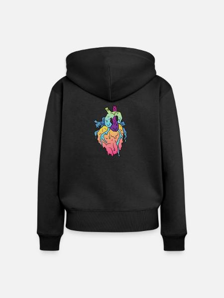 Grime Herz - Frauen Premium Bio Zip Hoodie - Schwarz
