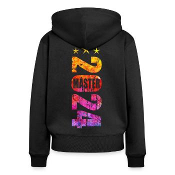 Master 2024 - Frauen Premium Bio Zip Hoodie - Schwarz - Hinten - Julia (174cm)