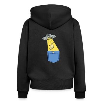 Alien Ufo Pocket Cat chats cadeau pour animaux de compagnie - Sweat à capuche zippé Premium bio Femme - noir - Dos - Julia (174cm)