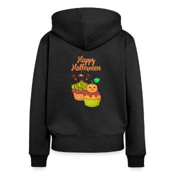 Halloween cupcake muffin cake baking sweets - Women's Premium Organic Zip Hoodie - black - Back - Julia (174cm)
