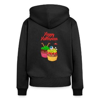 Halloween cupcake muffin cake baking sweets - Women's Premium Organic Zip Hoodie - black - Back - Julia (174cm)