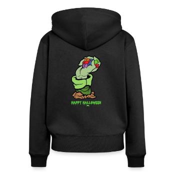 Halloween Monster Zombie Horror Trick or Treat - Women's Premium Organic Zip Hoodie - black - Back - Julia (174cm)