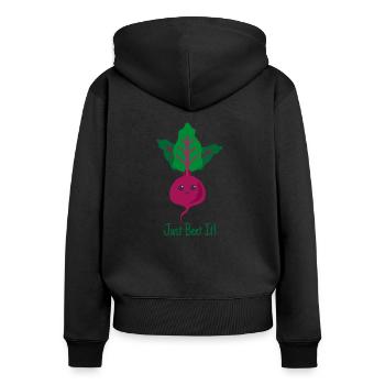 Just beet it Geschenk Pflanzen Vegan Spruch - Frauen Premium Bio Zip Hoodie - Schwarz - Hinten - Julia (174cm)